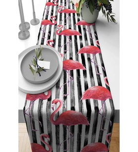 Pembe Flamingo Desenli Premium Masa Örtüsü Runner RNR354