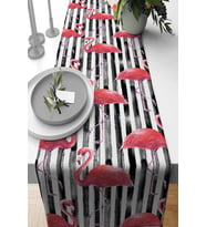 Pembe Flamingo Desenli Premium Masa Örtüsü Runner RNR354
