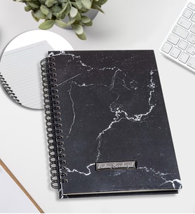 Kişiye Özel Mermer Desenli Defter (Siyah)