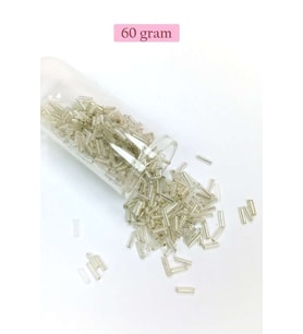 Uzun Boru Kesme Boncuk Çap 2mm Uzunluk 10 mm - 60 Gram - Gümüş - BNC271