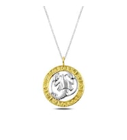 Gümüş Gold Yengeç Burcu Kolye