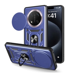 Honor Magic 7 Lite Uyumlu Kılıf Magnetik Standlı Kamera Korumalı Zore Sürgülü Vega Kapak (Mavi)