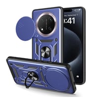 Honor Magic 7 Lite Uyumlu Kılıf Magnetik Standlı Kamera Korumalı Zore Sürgülü Vega Kapak (Mavi)