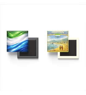 Buzdolap Magnetleri - Sierra Leone Bayrağı ve Freetown Retro Tema - 2'li Set Magneti