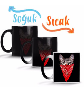 Gangster Cat Kedi Sihirli Kupa Bardak Porselen