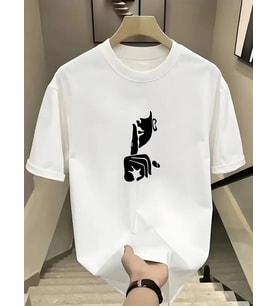 Kadın T-Shirt Bisiklet Yaka Kısa kol Baskılı tişört - Beyaz