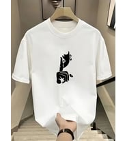 Kadın T-Shirt Bisiklet Yaka Kısa kol Baskılı tişört - Beyaz