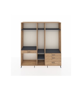 Hyperion Dolap 7 Raflı 4 Çekmeceli 3 Askılı 220x44x243 Çam-Antrasit/Çam
