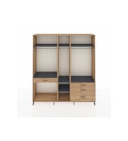 Hyperion Dolap 7 Raflı 4 Çekmeceli 3 Askılı 220x44x243 Çam-Antrasit/Çam