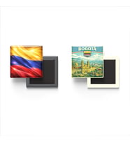 Buzdolap Magnetleri - Kolombiya Bayrağı ve Bogotá Retro Tema - 2'li Set Magneti