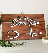 BK Gift Kişiye Özel Doktor Tasarımlı Dekoratif Ahşap Tabela