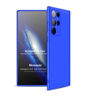 Microsonic Samsung Galaxy S22 Ultra Kılıf Double Dip 360 Protective Mavi