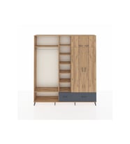 Arges Dolap 12 Raflı 2 Çekmeceli 2 Askılı 220x30x243 Çam-Çam/Antrasit