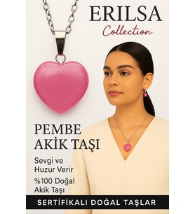 Sertifikalı Kalp Model Pembe Akik Taşı Kolye – Şefkat, Öz Sevgi ve Ruhsal Denge Taşı (Çok Renkli)