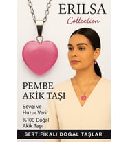 Sertifikalı Kalp Model Pembe Akik Taşı Kolye – Şefkat, Öz Sevgi ve Ruhsal Denge Taşı (Çok Renkli)