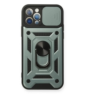 Pilelistore   iPhone 12 Pro Kılıf Pars Lens Yüzüklü Silikon - Yeşil