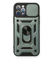 Pilelistore   iPhone 12 Pro Kılıf Pars Lens Yüzüklü Silikon - Yeşil