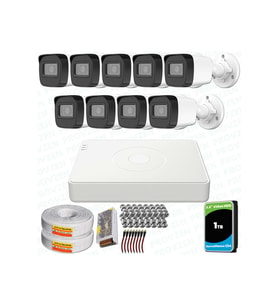 Provzen Hikvision 9 Kameralı Full HD Geniş Açı Güvenlik Kamerası 1TB Olay Anında bildirim