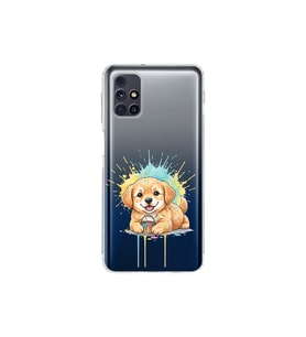 Samsung Galaxy M31s ile Uyumlu Splash Köpek Tasarımlı Şeffaf Silikon Kılıf