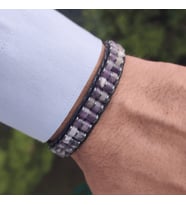 Clays Jewellery Ametist & Hematit Taşı Silindir Bileklik, Unisex / Kadın / Erkek 