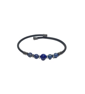 JTSS26BLK1784 PASLANMAZ ÇELİK BİLEZİK SİLİKON KAPLAMA LAPİS LAZULİ VE HEMATİT DOĞALTAŞLI GARANTİLİ JANTİ BİLEKLİK