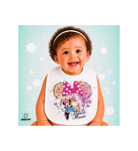 Minnie Mouse Keten Bebek Mama Önlüğü – Yumuşak, Emici, Yıkanabilir, Özel Tasarım P137