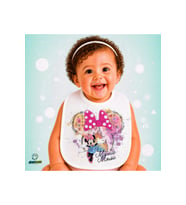 Minnie Mouse Keten Bebek Mama Önlüğü – Yumuşak, Emici, Yıkanabilir, Özel Tasarım P137
