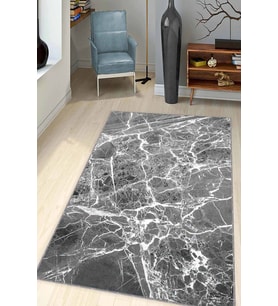 Gri Mermer Görünümlü Kaymaz Tabanlı Dekoratif Halı MER01 - 100 x 160 cm