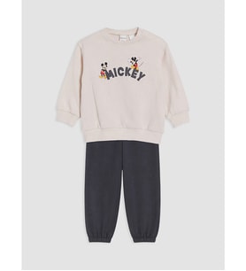 LCW baby Gri Mickey Mouse Baskılı Erkek Bebek Eşofman Takımı