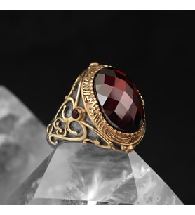 Zirkon Taşlı Rodaj Kaplamalı 925 Ayar Gümüş Yüzük