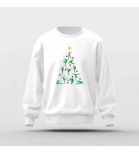 Christmas Tree Cimnastik Baskılı Basic Sweatshirt (Beyaz)