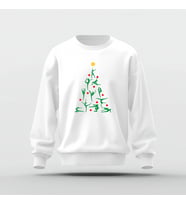 Christmas Tree Cimnastik Baskılı Basic Sweatshirt (Beyaz)