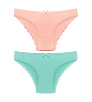 2 Lİ Paket Düz Renk Kenarları Dantelli M Beden Kadın Bikini Külot (Çok Renkli)