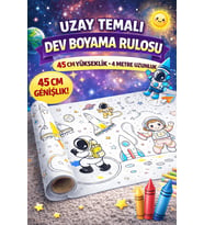 Haydi Dekor  Uzay Temalı Dev Boyama Rulosu 45 cm x 4 Metre – Çocuklar Için Eğitici ve Eğlenceli Aktivite Kağıdı  Astronot, Gezegenler, Roketler Boyama Seti