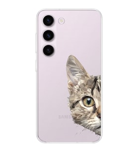 Samsung Galaxy S23 Plus Uyumlu Kamera korumalı Kapak Catface Tasarımlı  Şeffaf Kılıf