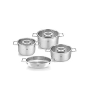 Fissler Pure Collection 7 Parça Cam Kapak Çelik Tencere Seti (Gri)
