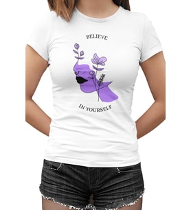 Believe in Flowers Beyaz Kadın Tshirt