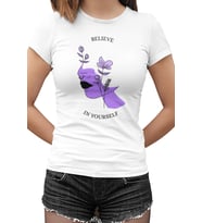 Believe in Flowers Beyaz Kadın Tshirt