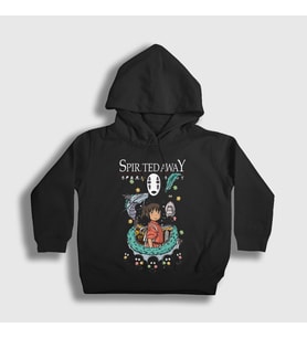 Presmono Unisex Çocuk Siyah Poster Chihiro Spirited Away Kapüşonlu Sweatshirt 544561tt