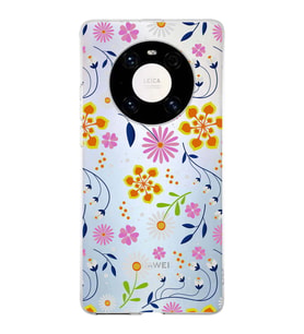 Huawei Mate 40 Pro Uyumlu Kapak Flowers Tasarımlı Şeffaf Silikon Kılıf