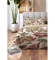 Amor Home Çift Kişilik Pamuk Saten Nevresim Takımı Vintage Floral ( Lastikli Çarşaflı )