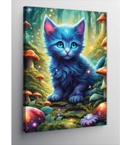 Kanvas Tablo Ormandaki Kedi Ve Çiçekler