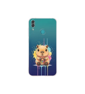 Huawei Y7 2019 ile Uyumlu Splash Kapibara Tasarımlı Şeffaf Silikon Kılıf