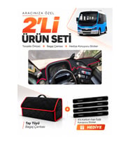 e-biz KARSAN JEST (2013-2020) Uyumlu Torpido Örtüsü + Tay Tüyü Bagaj Çantası - Siyah-Kırmızı - KR001