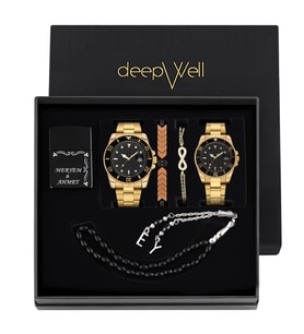 DEEPWELL Çift Kol Saati Çakmak Bileklik Tespih Seti FM04