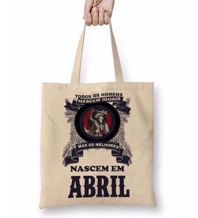 Os Melhores Nascem Em Abril Estampa Azul Bez Çanta Uzun Saplı
