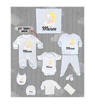 İsme Özel 10'lu Pamuklu Kız Bebek Hastane Çıkışı Seti_MT_182-10 (Krem)