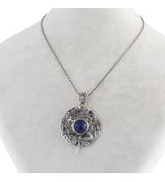 Lapis Lazuli Doğal Taşlı Özel Tasarım 925 Ayar Gümüş Yusufçuk Kolye