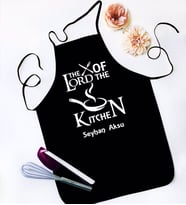 BK Gift Kişiye Özel Lord of The Kitchen Tasarımlı Siyah Mutfak Önlüğü-1
