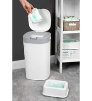 Motek Kartuşlu Bebek Bezi Kovası Atık Çöp Kovası 19 Litre Kartuş Dahildir (Beyaz)